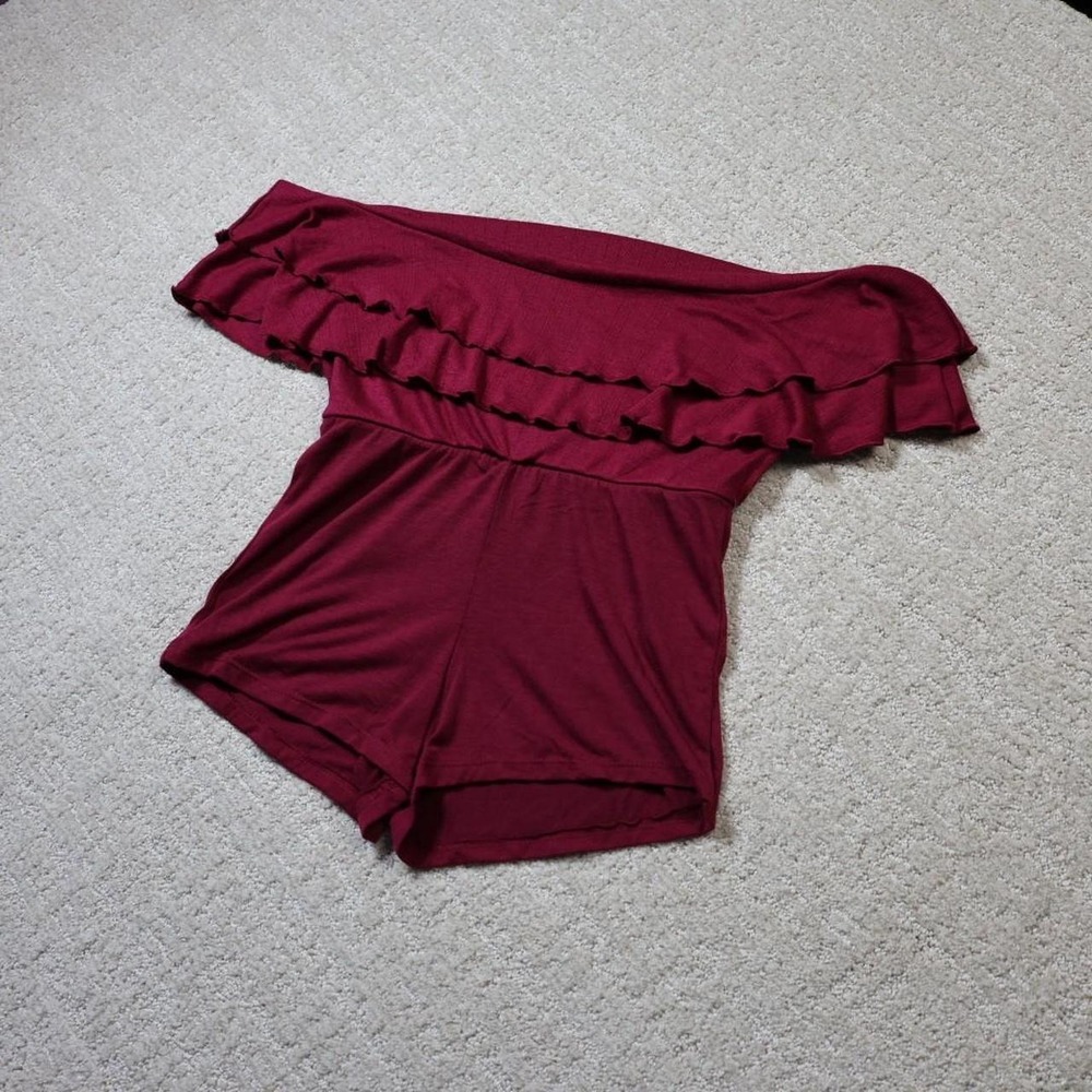 Wild Fable women's burgundy off the shoulder romper